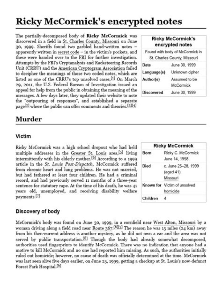 Ricky McCormick's Murder And The Cryptic Notes Found On His Body